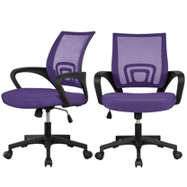 Topeakmart 2PCS Mid-Back Height Adjustable Mesh Office Computer Chair with 360° Rolling Casters, Purple
