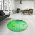 thumbnail image 4 of Ahgly Tapis Rond Lavable en Machine Intérieur Transitionnel Vert Néon, 7 Pieds Rond, 4 of 7