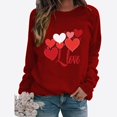 thumbnail image 2 of Valentine's Day Cute Tops Womens Love Heart Print Sweatshirts Holiday Crewneck Long Sleeve Pullover, 2 of 3