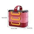 thumbnail image 2 of Advancent Box Lunch Bento de acero inoxidable Vajilla Estuche para exteriores Utensilios Compartimento para estudiantes de tres capas Fruta a prueba de Cocina y Comedor Rosa Advancent HA078757-01B, 2 of 6