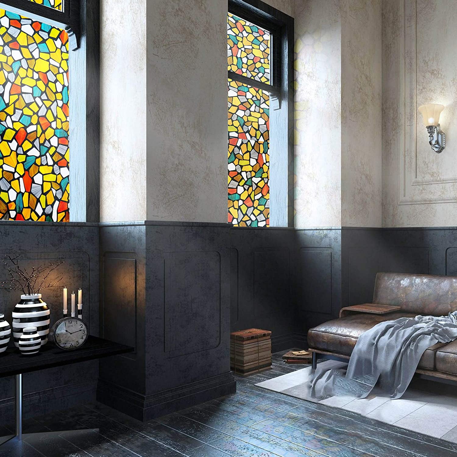Buy VEELIKE Window Film Privacy Classy Stained Glass Window Cover ...