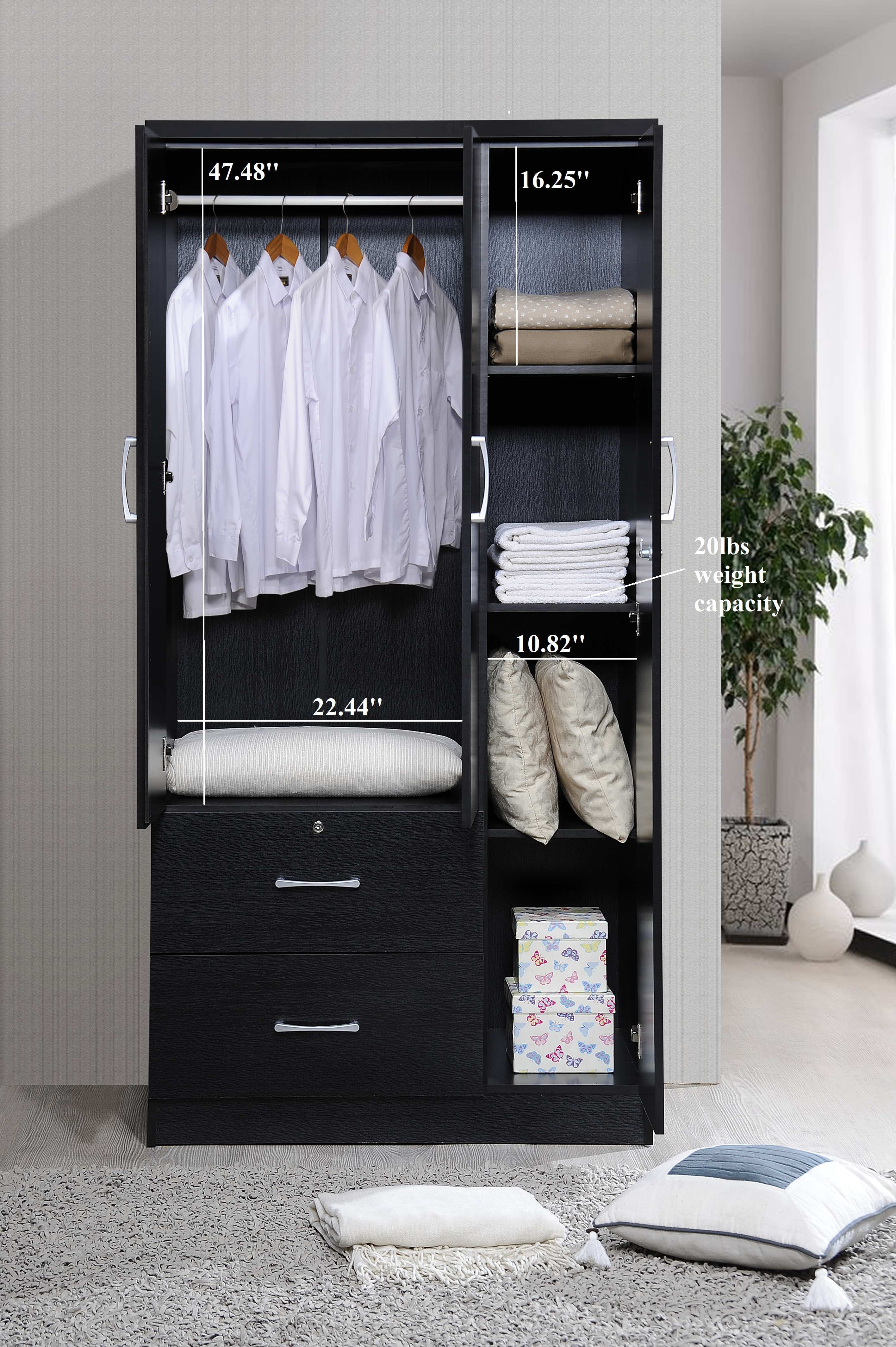 Hodedah 3 on sale door wardrobe