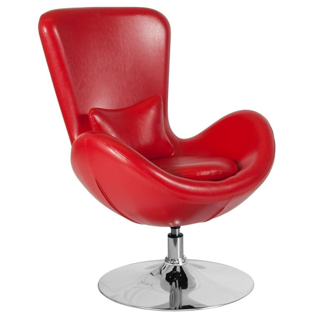 Egg Series Red Leather Side Reception Chair