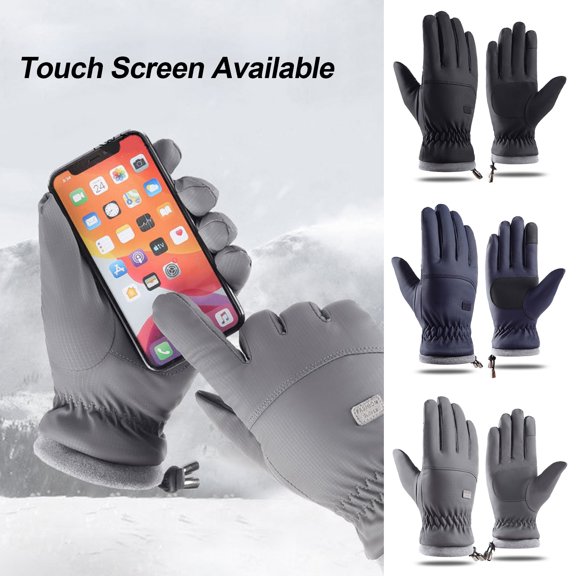 AYYUFE 1 Pair Cycling Gloves Coral Fleece Lining Full Finger Non-slip Touchscreen Elastic Wrist Cold Resistant Thickened Autumn Winter Men Sports Ski Motorcycle Gloves for Daily