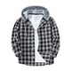 thumbnail image 2 of Ceisia Men's Casual Plaid Patchwork Hooded Button-Up Long Sleeve Shirt Gift, 2 of 9