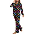 thumbnail image 3 of FOR U DESIGNS Hippie Dog Footprint Pajamas Sets for Women 2 Piece Size XL Pants Button Up Sleepwear Long Sleeve V-neck Tops for Womens Nightwear Sets Button Front, 3 of 7
