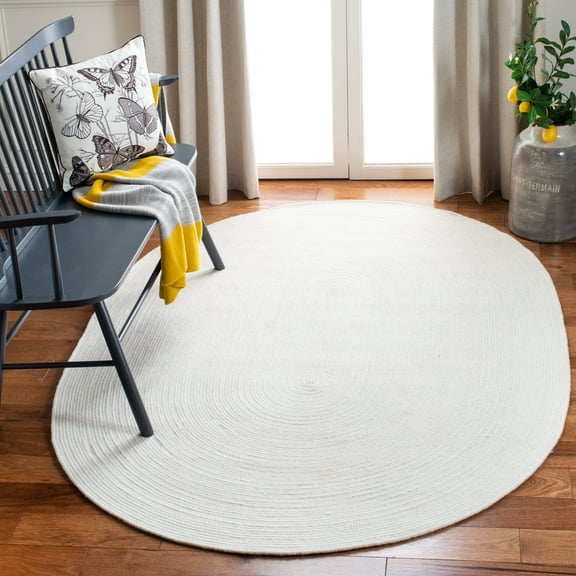 SAFAVIEH Braided Ronan Solid Reversible Area Rug, Ivory, 6' x 9' Oval