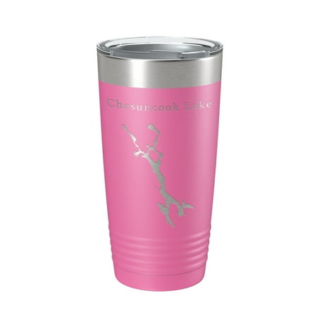 

Chesuncook Lake Map Tumbler Travel Mug Insulated Laser Engraved Coffee Cup Maine 20 oz Pink