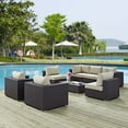 thumbnail image 2 of Modern Contemporary Urban Design Outdoor Patio Balcony Eight PCS Sectional Sofa Set, Beige, Rattan, 2 of 8