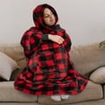 thumbnail image 7 of PAVILIA Wearable Blanket Hoodie for Women Men, Oversized Hoodie Sweatshirt Blanket, Hooded Sweater Blanket Neck Warmer, Fleece Soft Hug Sleep Pod Adult, Cozy Warm Plush Gift Idea Mom Wife, Checker Red, 7 of 7