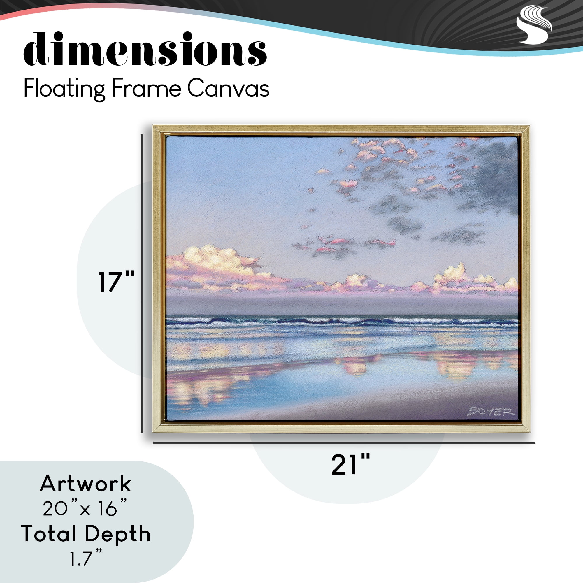 Stupell Industries Nature's Poetry Seascape Gold Framed Floater Canvas Wall Art, design by Susy Boyer