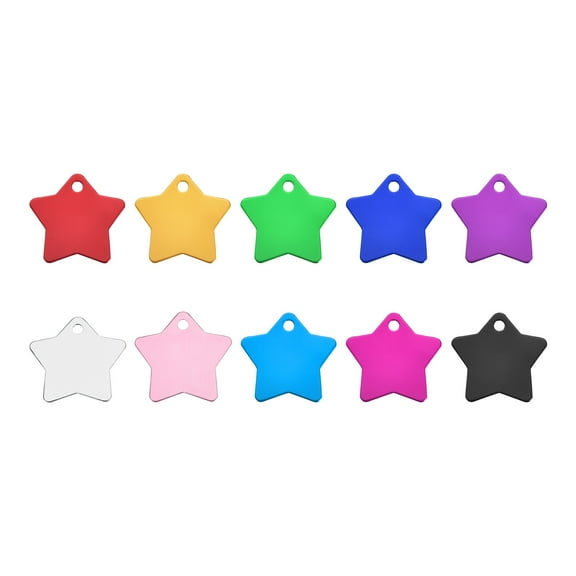 Uxcell Metal Five stars Tags Stamping,Multicolored Blank Dog Tags for Pet Dog ID Tags,Pendant Decoration,Pack of 10
