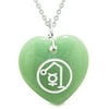 Archangel Raphael Sigil Magic Planet Energy Puffy Heart Amulet Green Quartz Pendant 22 inch Necklace