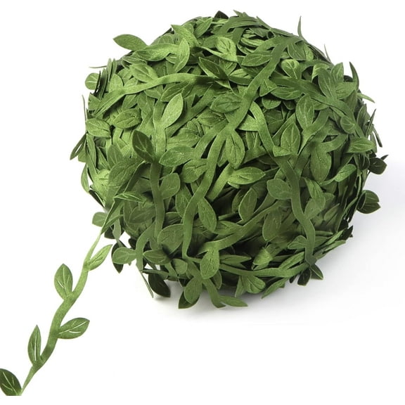 RUseeN 265 Ft Artificial Vines, Green Leaf Gift Wrapping Trim Ribbon, Eucalyptus Leaves Garland Wreath Accessory DIY Craft Party Wedding Home Decoration