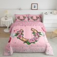 thumbnail image 2 of Cowgirl Western Horseshoe Bedding Flower Western Decor Bedding Sounthwestern Cowgirl Horse Shoe Print Down Comforter, Hot Pink Flowers Western Cowgirl Duvet Set King Size, 2 of 6