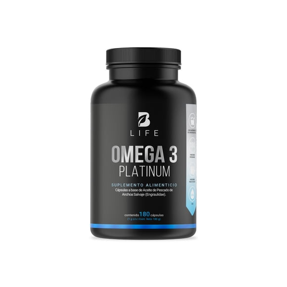 Omega 3 Platinum 180 cápsulas con 1000mg de Aceite de anchoa salvaje B Life