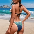 thumbnail image 5 of Chririnla Women's Halter Neck Triangle Bikini Set - Tropical Monstera Leaf Gradient Print, Quick Dry Tie Side Two Piece Swimsuit for Beach Vacation & Pool Party, 5 of 9