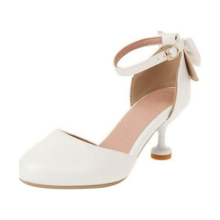 

ZRBYWB Big Kids Girls Sandals Dress Shoes Pumps High Heels High School Prom Shoes Sandals Bownet Shoes Summer Shoes