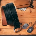 thumbnail image 4 of 42 Inches Black Pure Leather Waist Belt for Men's Big & Tall Jeans Sizes Removable Buckle, 4 of 5