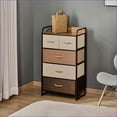 thumbnail image 2 of HOMCOM Modern 5-Drawer Fabric Storage Dresser, Steel Frame Chest with Wood Top | Walnut Brown | MDF, 2 of 9