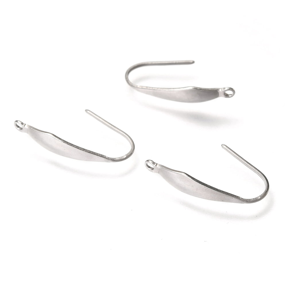 500pcs Resistant 316 Surgical Stainless Steel Earring Hooks with Vertical Loop Ear Wire Stainless Steel color 20.5x4.5mm Hole: 1.2mm