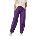 thumbnail image 1 of Pantalones casuales ajustados con puños en los tobillos para mujer - Elásticos, de color liso, con bolsillos funcionales - Primavera/verano, S-XXXL, 1 of 5