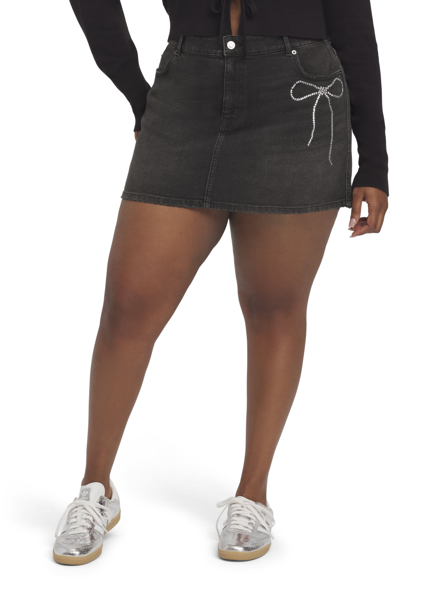 Mills by Millie Bobby Brown Women's Denim Mini Skirt with Rhinestones, Sizes XXS-XXL