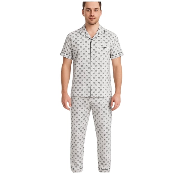 Pijama Franela Hombre Conjunto Camisa Y Pantalón color Gris