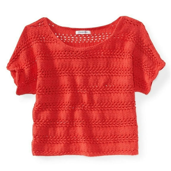 Aeropostale Womens Cropped Ted Knit Sweater, Orange, Juniors, X-Large