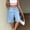 #065-Blue, variant on TaTaai Women Casual Solid Pleated Up Shorts Loose Linen Blend Knee Length Pants With Pockets Fashion Daily Home Wear Gift