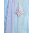 thumbnail image 4 of IBTOM CASTLE Toddler Flower Girl Dress Sequin Butterfly Princess Birthday Pageant Wedding Party Dresses V-Back Tulle Formal Gown 18-24 Months Rainbow Blue, 4 of 7
