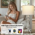 thumbnail image 4 of 28" Farmhouse Table Lamps for Living Room Set of 2, 3-Way Dimmable Touch Bedside Lamps with USB C+A Ports & AC Outlet, Resin Vintage Tall Grey Nightstand Lamps for Bedroom Office End Table, 4 of 8