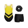 thumbnail image 5 of Aislor Kids Girls Sleeveless Gymnastics Leotards with Athletic Shorts and Hair Band Ballet Dance Outfits Yellow 10, 5 of 7