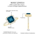 thumbnail image 6 of Rosec Jewels London Blue Topaz Halo Engagement Ring with Diamond - Asscher Cut Ring - AAA Grade Certified - With Jewelry Box, 14K Yellow Gold, US 13.00, 6 of 7