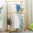 thumbnail image 2 of Double Rod Clothes Rack Rolling Hanging Garment Rack Wardrobe Large-capacity, 2 of 12