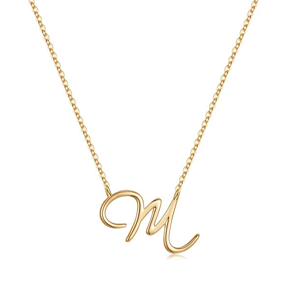 AUNOOL Initial Necklaces for Women 14K Gold Plated Cursive Letter Pendant Necklace for Women Graduation Jewelry Gifts