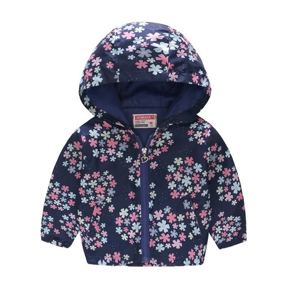 Baby Boys Girls Hooded Raincoat Printed Zipper 𝗪aterproof Loose Outerwear Fall Windproof Jacket with Pocket