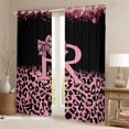 thumbnail image 2 of Erosebridal Chic Cheetah Pattern Black Out Curtains,Pink Glitter Print Bowknot Letter R Curtains Pack of 2 (42x63 Each) For Girls Kids, 2 of 7