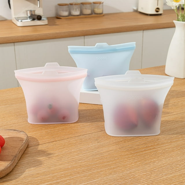 Sentmoon Contenants de Stockage Alimentaire avec Couvercles Sacs de Rangement Alimentaire Cuisine Multifonctionnels Sacs Alimentaires en Silicone Scellés pour Fruits et Légumes