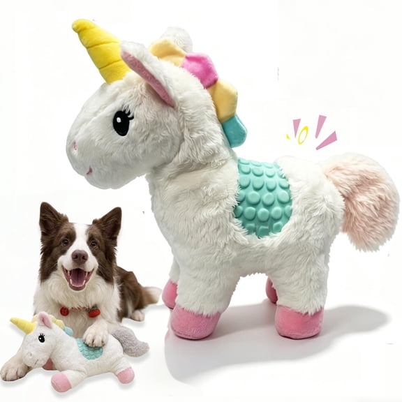 Pet Deluxe Plush Chew Toys for Large Dogs, Cute Unicorn Animal Squeaky Interactive Toys for Small Medium Large Dogs, Keep Them Busy, Big Pet Toys