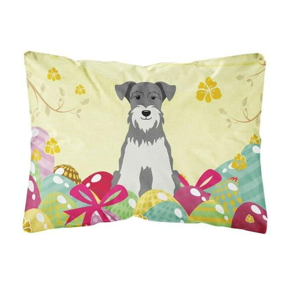 Carolines Treasures BB6054PW1216 Easter Eggs Miniature Schnauzer Salt and Pepper Canvas Fabric Decorative Pillow, 12H