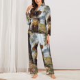 thumbnail image 2 of Pajamas for Women Sets, Cat In Sun Hat Lounge Sets Long Sleeve Button Down Night Shirts Sleepwear Pjs, 2 of 6