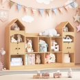 thumbnail image 4 of Castle Shape Children's Bookshelf, Kids Bookcase Display Case Kids Toy Storage Organizer Multifunctional Storage Cabinet Bookshelf Suitable for Playroom, Children's Room, Living Room, Oak, 4 of 7