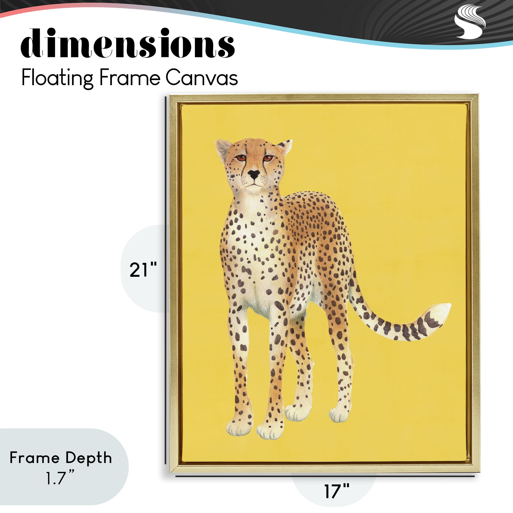 Stupell Industries Exotic Cheetah over Yellow Gold Framed Floater Canvas Wall Art, design by Karolina Sato