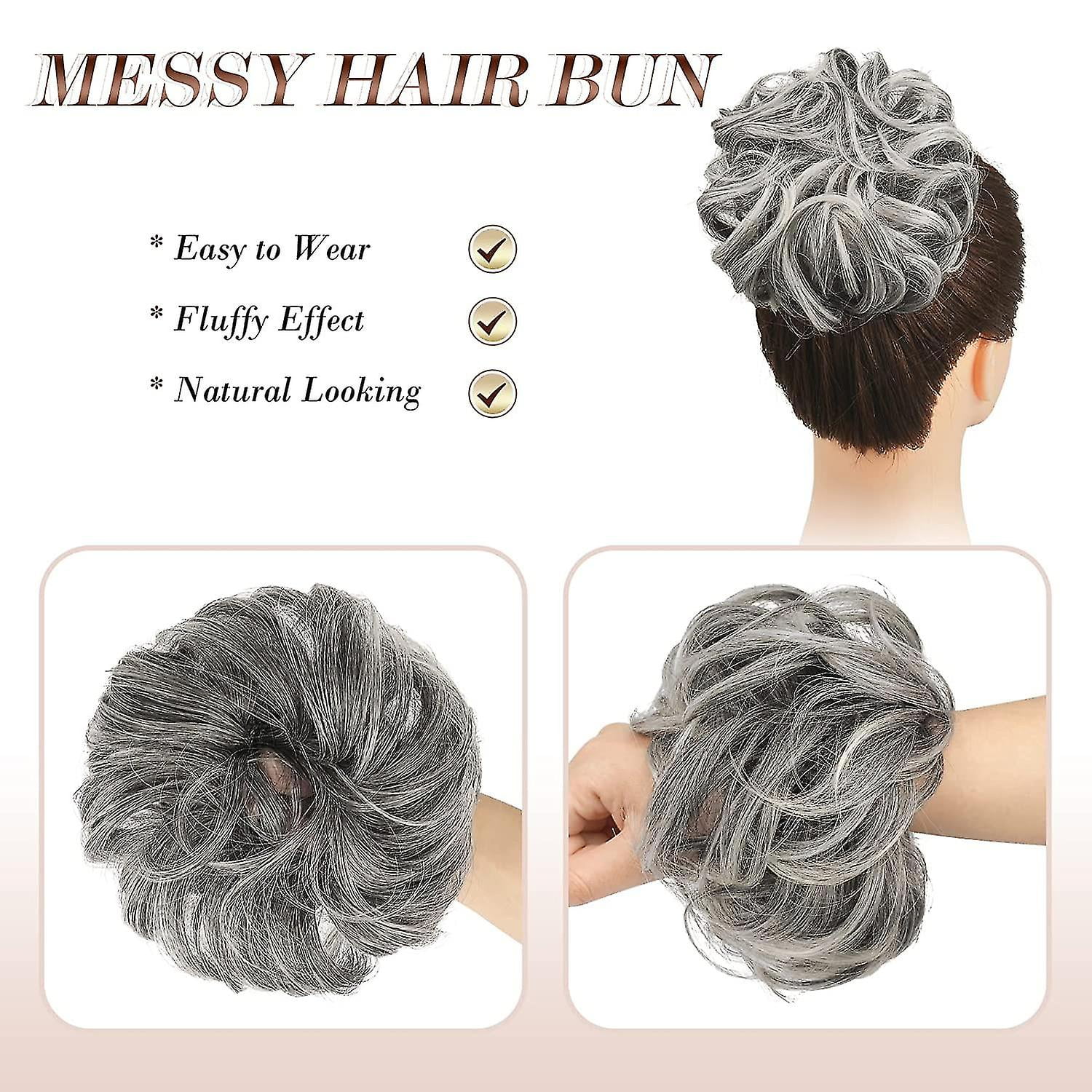 Messy Bun Hair Piece Large Gray Hair Bun Scrunchies Extensions