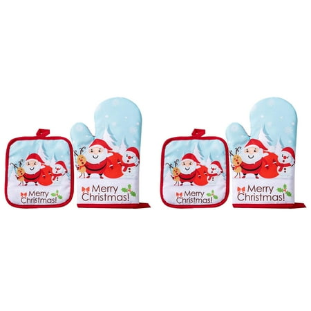 

Weerihhol Disposable Serving Gloves Christmas Baking Heat Gloves Christmas Oven Microwave Gloves Mat Set Potholder Machine Washable Microwave Oven Heat Proof Pads For Kitchen Baking 2PCS