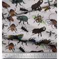 thumbnail image 3 of Soimoi Gray Rayon Crepe Fabric Beetle & Honey Bee Insects Decor Fabric Printed BTY 46 Inch Wide, 3 of 3