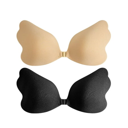 Spencer 2 Pairs Women s Backless Strapless Bra  Adhesive Bra Reusable Sticky Invisible Push up Bras for Women