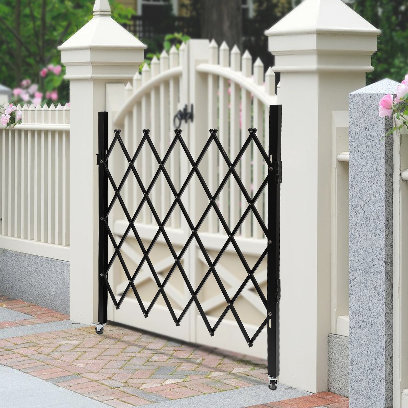 Single Folding Security Gate, 48" H x 37" W Folding Door Gate, Iron Gate, Flexible Expanding Security Gate, Rolling Barricade Gate for Basements, Garages, Storefronts, Kindergartens, and More