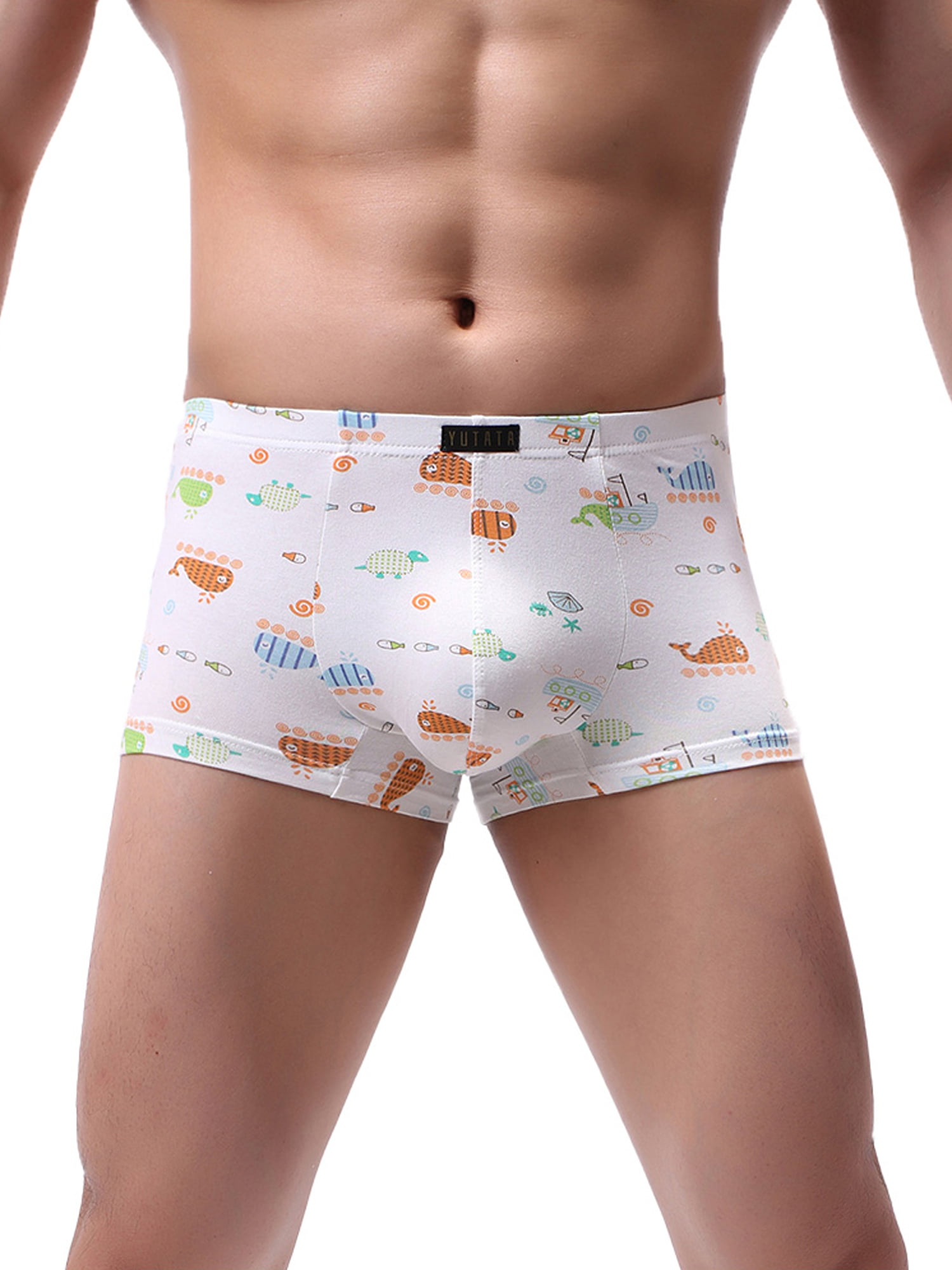 FEIMEN Men's Active Cotton Boxer Briefs Men Cartoon Underwear Boy Shorts  Bikini Sports Fitness Panties Shorts Underpants # A M 